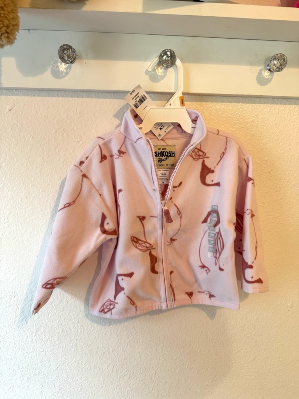 OshKosh B'gosh Light Pink Penguin Print Fleece Zip Jacket